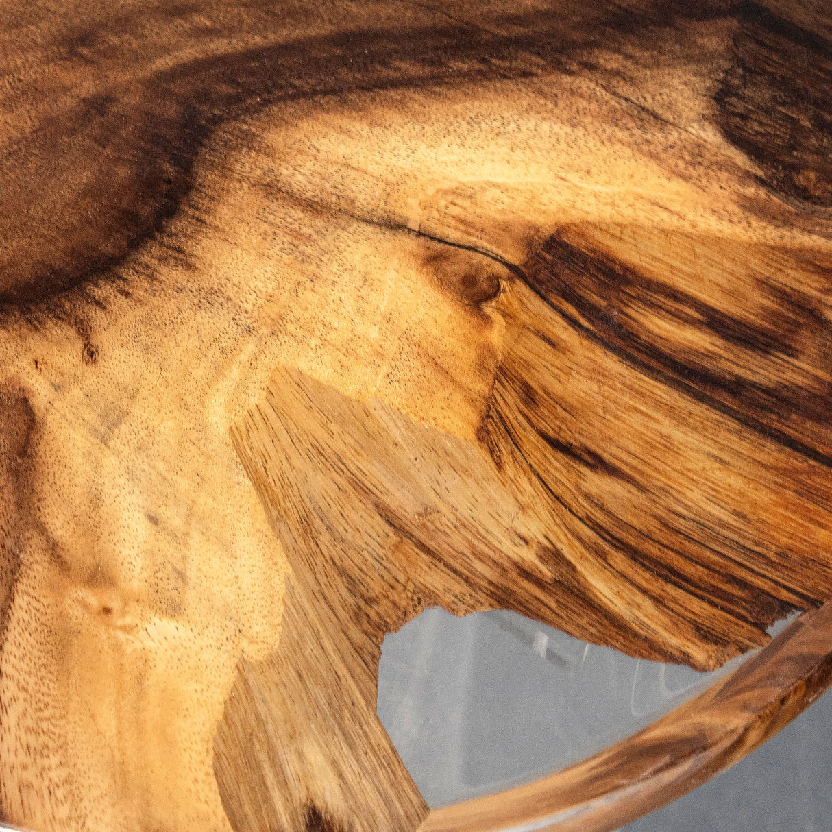 Elite Large Walnut Wood with Transparent Epoxy Resin Round Table ECT-171