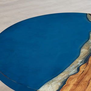 Elite Walnut Royal Blue Ocean Epoxy Round Dinner Table ECT-255