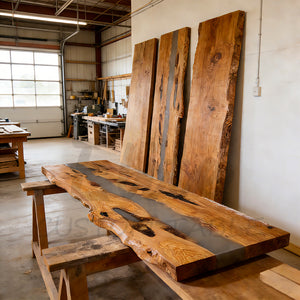 Elite Live Edge Resin Olive Wood Conference Table with Clear Resin ECT-75