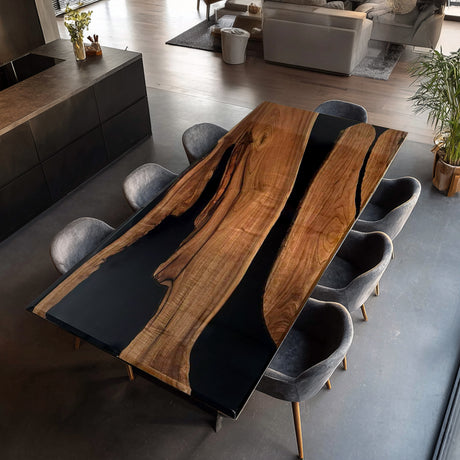 Elite Black Walnut & Black Resin Conference & Office & Dining Table ECT-204