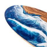 Elite Oval Olive Wood Dining Table with Vivid Ocean - Wave Resin Inlay ECT-244