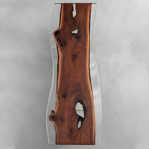 Elite Black Walnut Live - Edge Table with Clear Resin Surround 29.92"Wx99.21" L, EIT-10