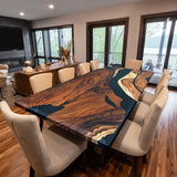 Elite Custom Walnut Wood with Black Epoxy River Dining & Conference Table ECT-98