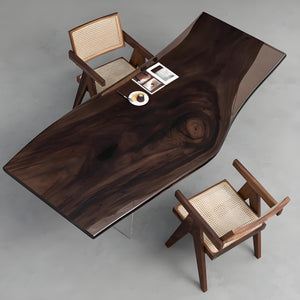 Elite Walnut Live Edge Clear Epoxy Table 38.58"Wx90.55"L, EIT-31