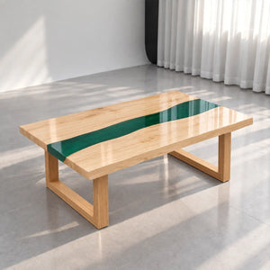 Custom Ash Green Epoxy Resin Patio Coffee Table | ECT-422