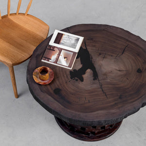 Elite Custom Live Edge Black Walnut Coffee Table with Epoxy Fills EWT-01