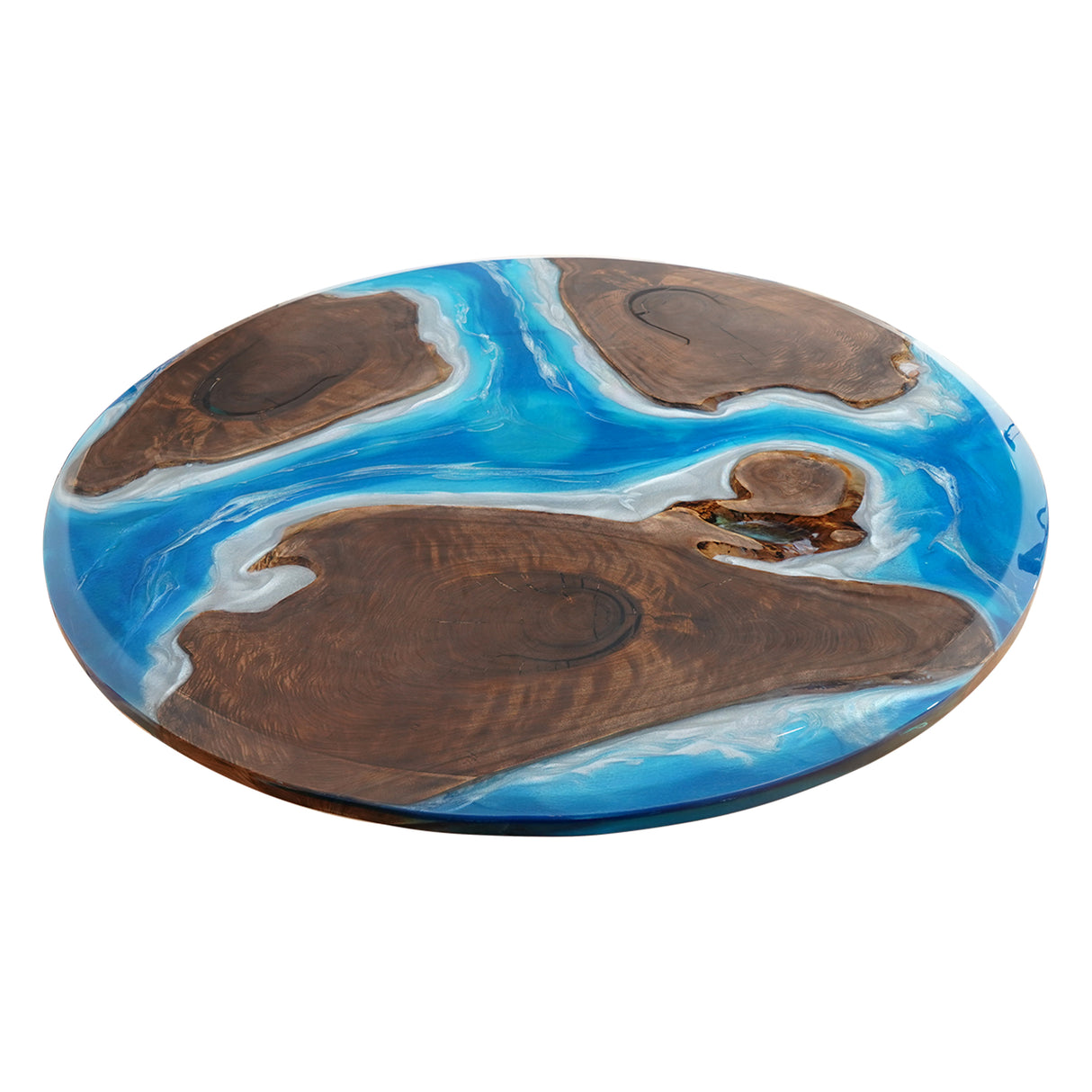 Elite Custom Round Black Walnut and Blue Resin Round Table ECT-81
