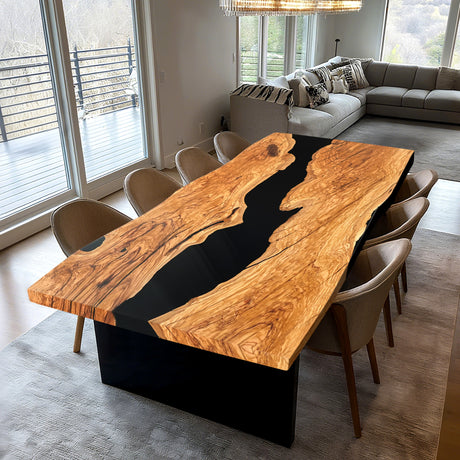 Elite Olive Wood & Black Resin Conference & Office & Dining Table ECT-203