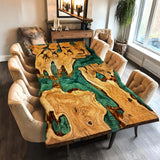 Elite Olive Wood with Green Epoxy Resin Dining Table ECT-166