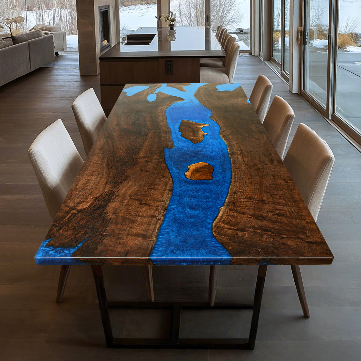 Elite Custom Black Walnut Resin Conference & Dining Table ECT-87