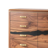 Elite Walnut Black Resin Gold-Accent 8-Drawer Dresser ECD-04