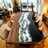 Elite Black Walnut with Tempestuous Seas Epoxy Resin Dining & Conference & Office Table ECT-102