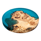 Elite Poplar Wood & Transparent Blue Epoxy Resin Round Coffee Table ECT-188