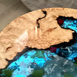 Elite Custom Poplar Wood and Blue Resin Ocean Round Table ECT-122
