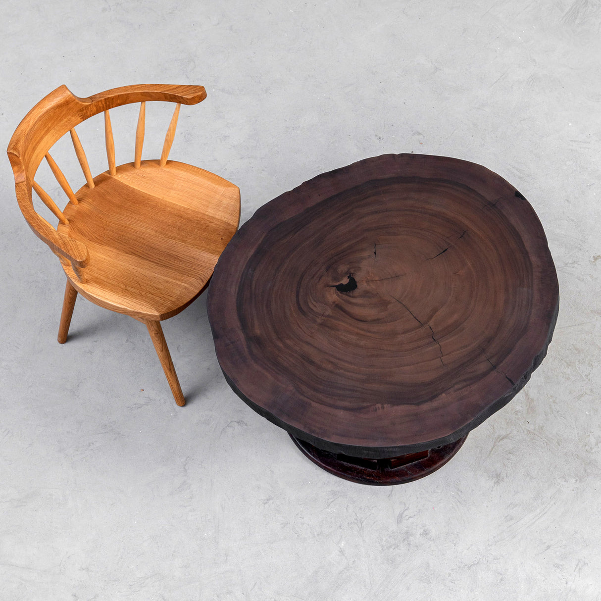 Elite Rustic Black Walnut Round Coffee Table with Live Edge EWT-28