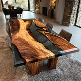 Elite Walnut Wood with Transparent Black Resin Dining & Conference & Office Table ECT-193