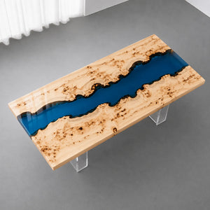 Poplar Blue Epoxy Resin River Dining Table | ECT-378