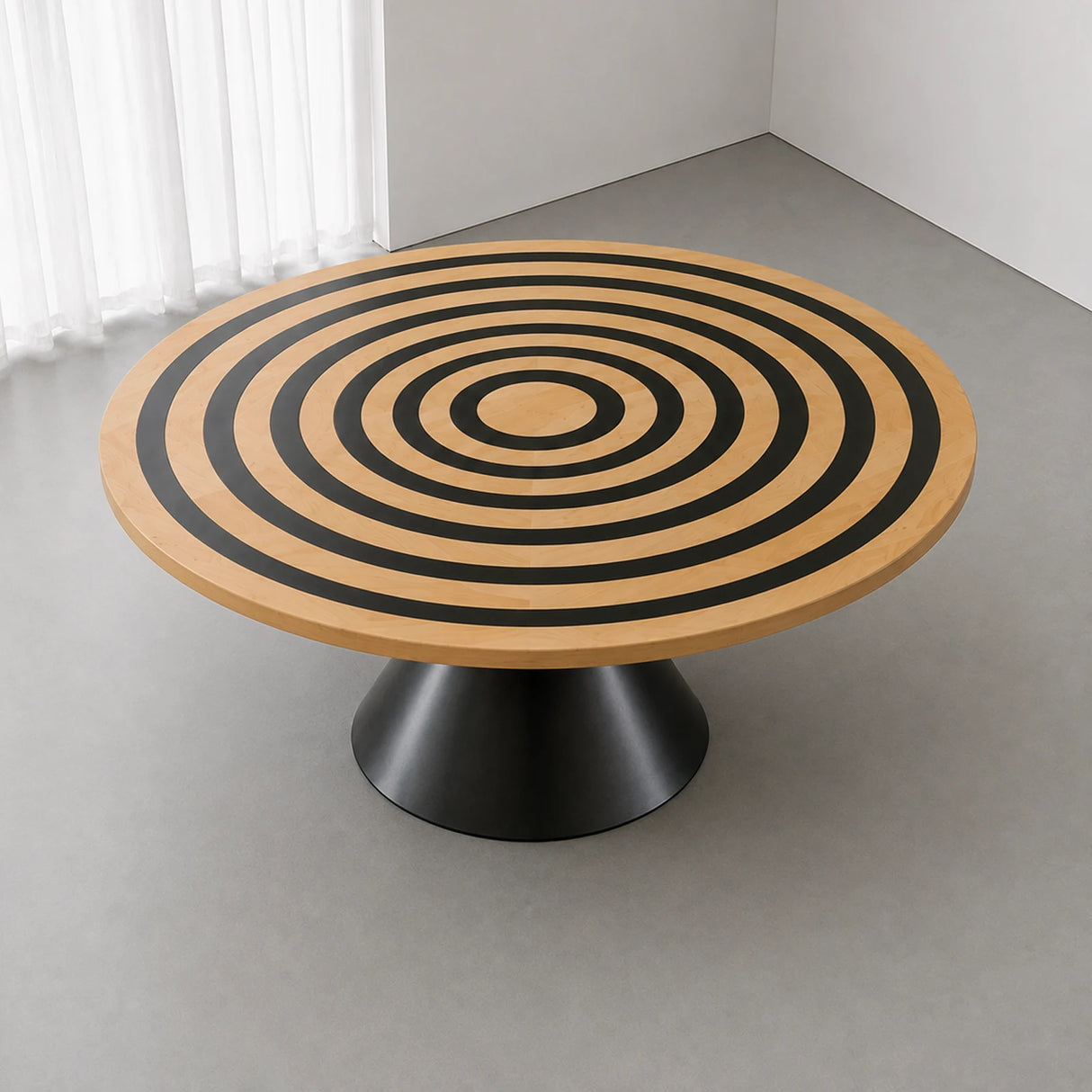 Ash Black Epoxy Ring Round Dining Table | ECT-385