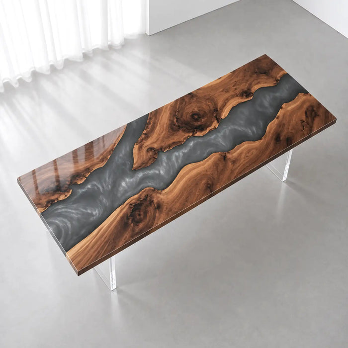 Custom Black Walnut Black Epoxy Resin Conference Table | ECT-409