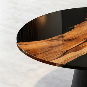Elite Walnut Black Resin Epoxy Round Dinner Table ECT-257