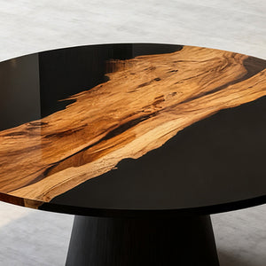 Elite Walnut Black Resin Epoxy Round Dinner Table ECT-257
