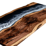 Elite Walnut Black & White Ocean Epoxy Rectangular Coffee Table ECT-259