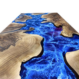 Elite  Natural Olive with Blue River Epoxy Resin Dining Table ECT-211