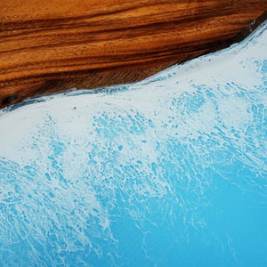 Elite Straight - Edge Walnut Dining Table with Blue Ocean Wave Resin 72"L×48"W EIT-20