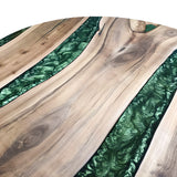 Elite Walnut Wood with Green Resin Round Coffee Table ECT-207