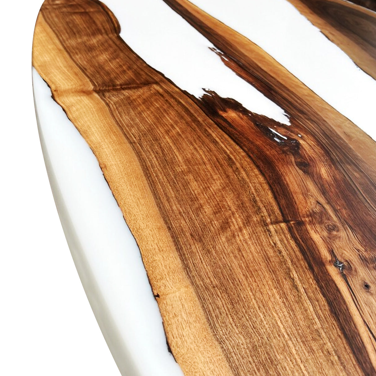 Elite Walnut Wood with White Epoxy Resin Oval Coffee & Dining Table ECT-182