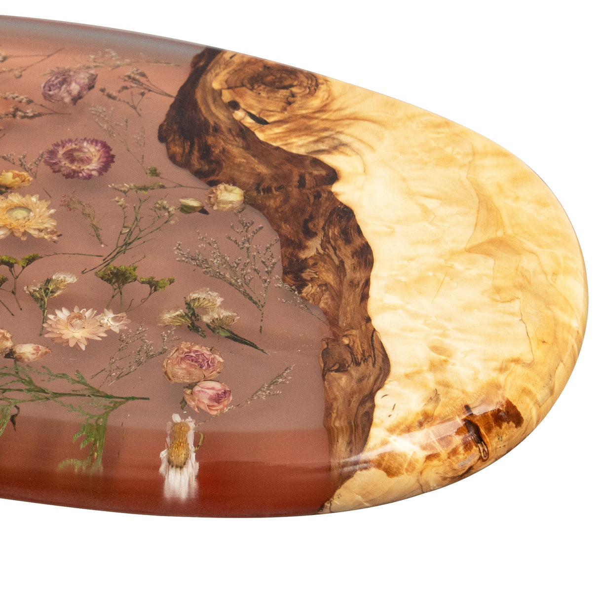 Elite DIY Poplar Oval Dining & Coffee Table with Embedded Dried Flowers ECT-217