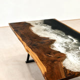 Elite Walnut Deep Green Ocean Epoxy Rectangular Dining Table ECT-262