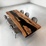 Elite Live - Edge Walnut Dining Table with Sleek Black Resin Inlay ECT-242