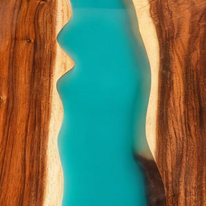 Elite Straight - Edge Walnut Dining Table with Turquoise Resin Inlay ECT-140