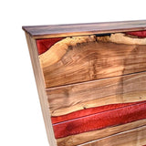 Elite Walnut Red Resin Wheeled 5-Drawer Dresser ECD-09