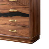 Elite Walnut Black Resin Gold-Accent 8-Drawer Dresser ECD-04