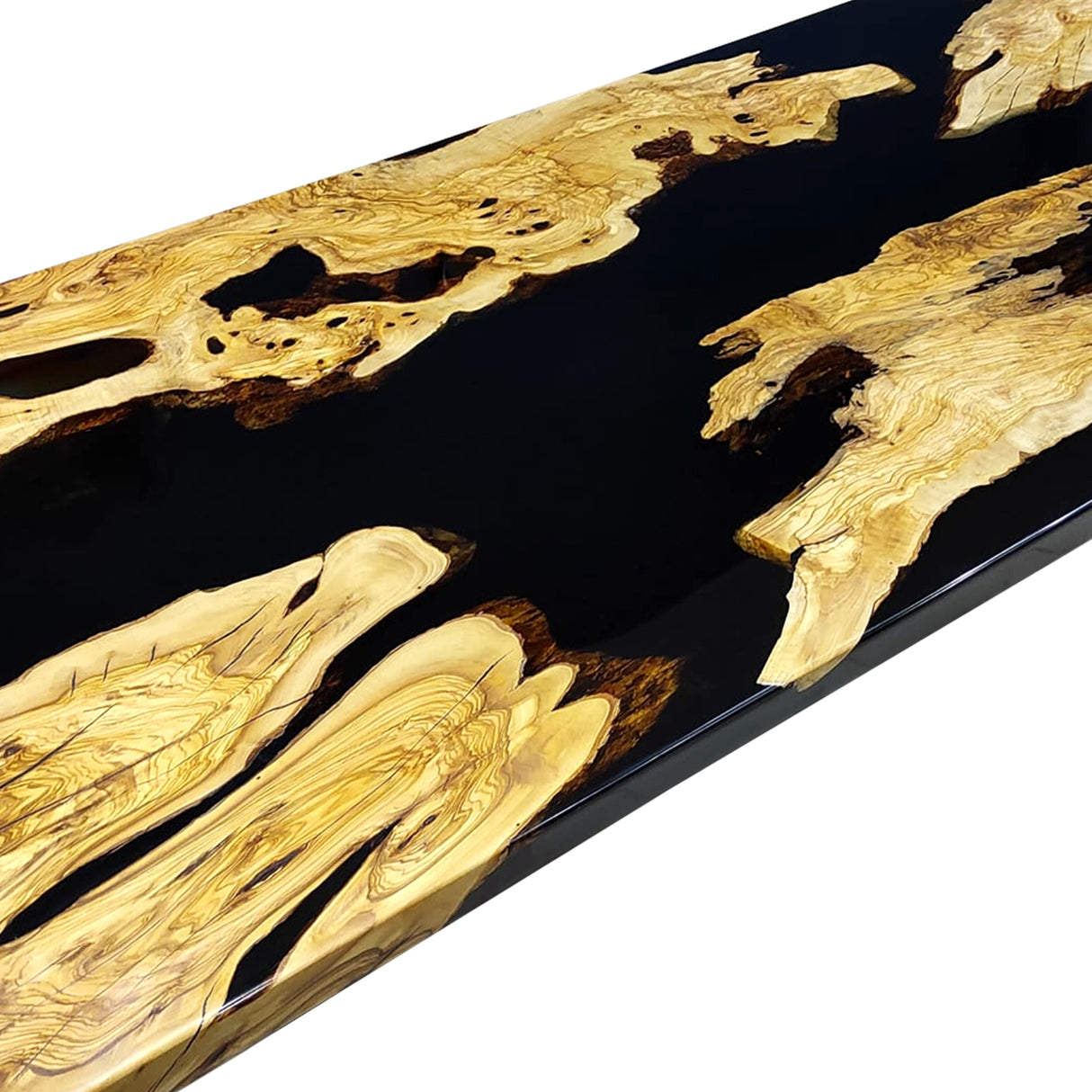 Elite Olive Wood & Black Epoxy Resin Conference & Dining Table ECT-209