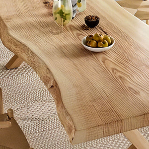 Custom Ash Wood Slab Live Edge Dining Table EWT-04