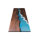 Elite Straight - Edge Black Walnut Dining Table with Ocean - Style Blue Resin Inlay ECT-238