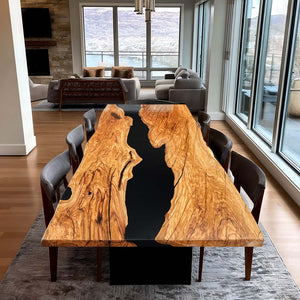 Elite Olive Wood & Black Resin Conference & Office & Dining Table ECT-203