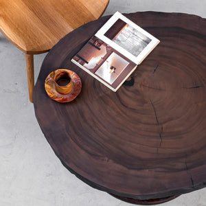 Elite Rustic Black Walnut Round Coffee Table with Live Edge EWT-28