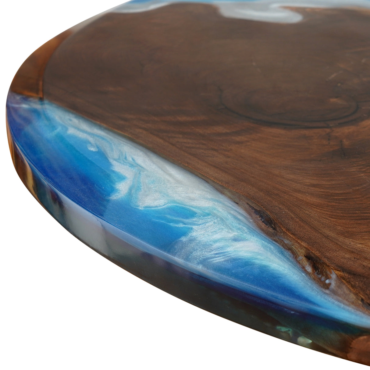Elite Custom Round Black Walnut and Blue Resin Round Table ECT-81