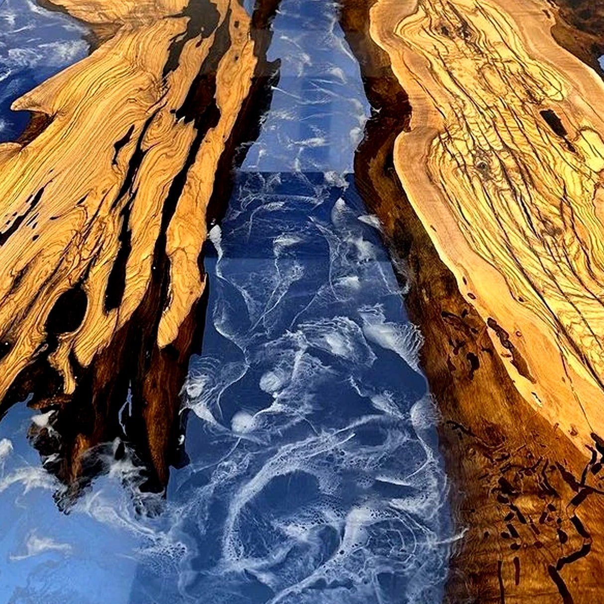 Elite Natural Olive Wood with Blue Resin Inlay Dining Table ECT-208