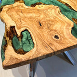 Elite Olive Wood with Green Epoxy Resin Dining Table ECT-166
