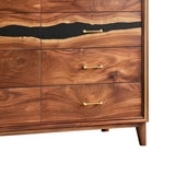 Elite Walnut Black Resin Gold-Accent 8-Drawer Dresser ECD-07