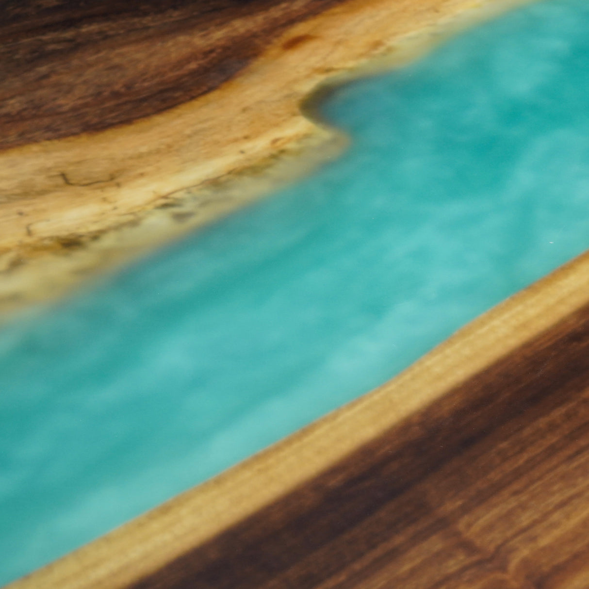 Elite Custom Walnut Resin Dining Table with Turquoise Resin Vein ECT-86