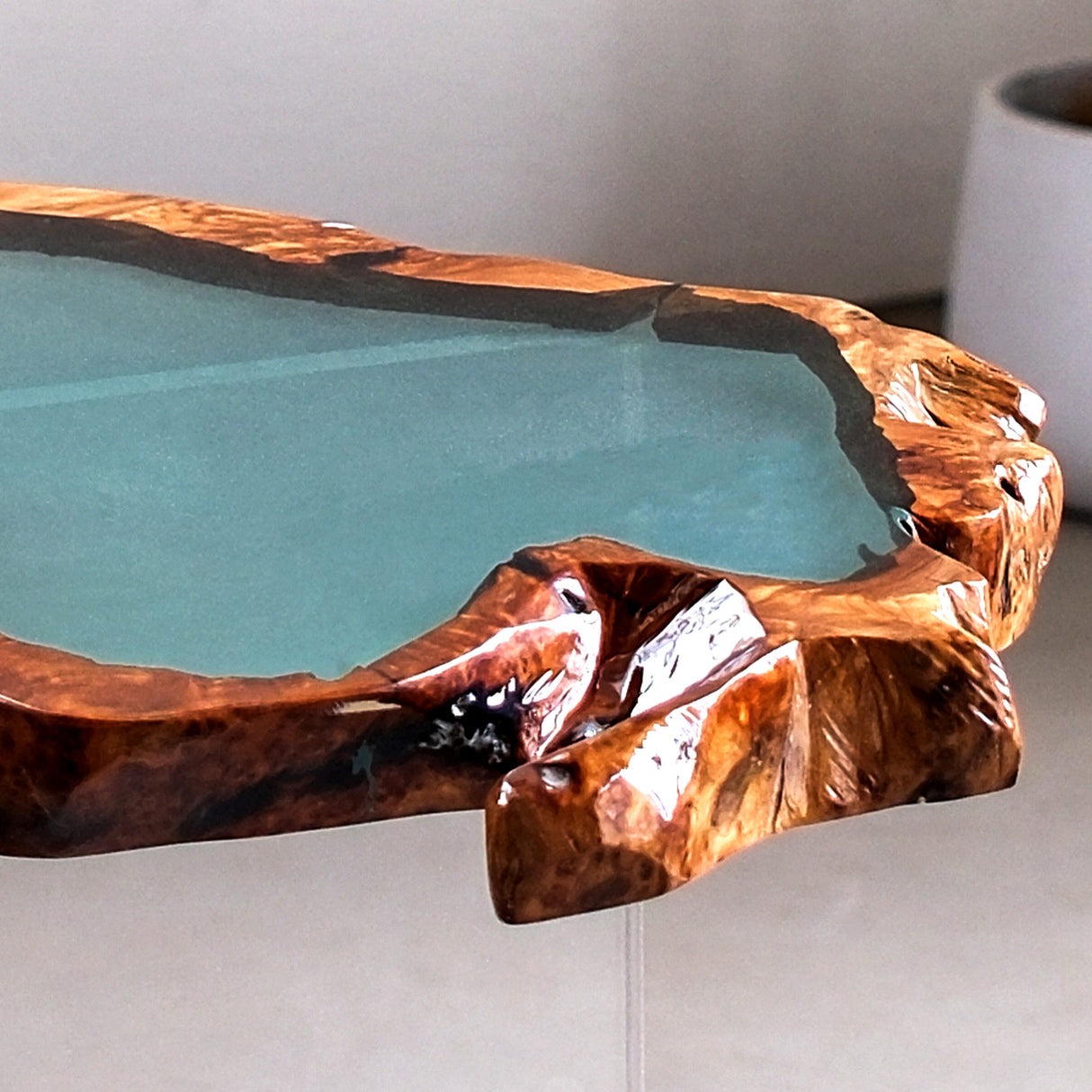 Elite Golden Camphor Wood with Transparent Epoxy Resin Coffee Table ECT-181