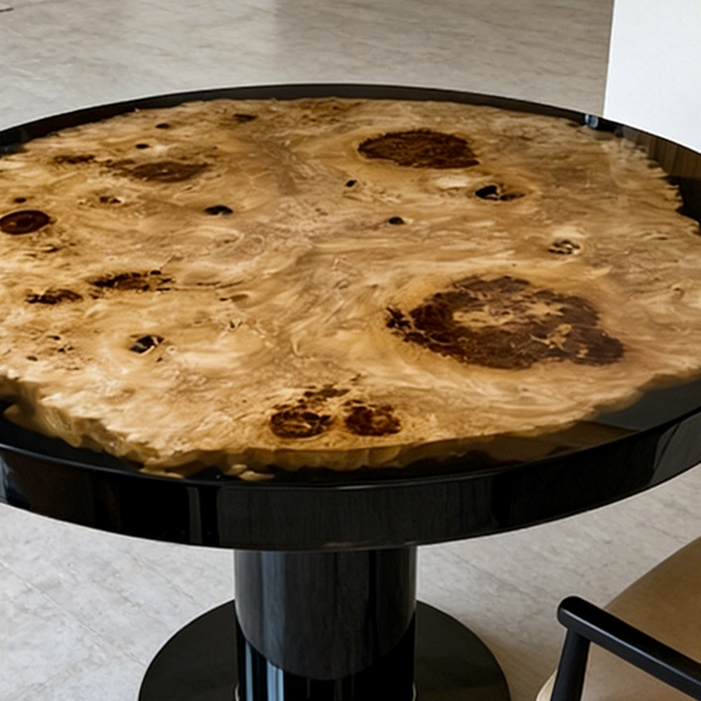 Elite Poplar Black Epoxy Round Resin Dining Table – Natural Wood Statement Table ECT-272