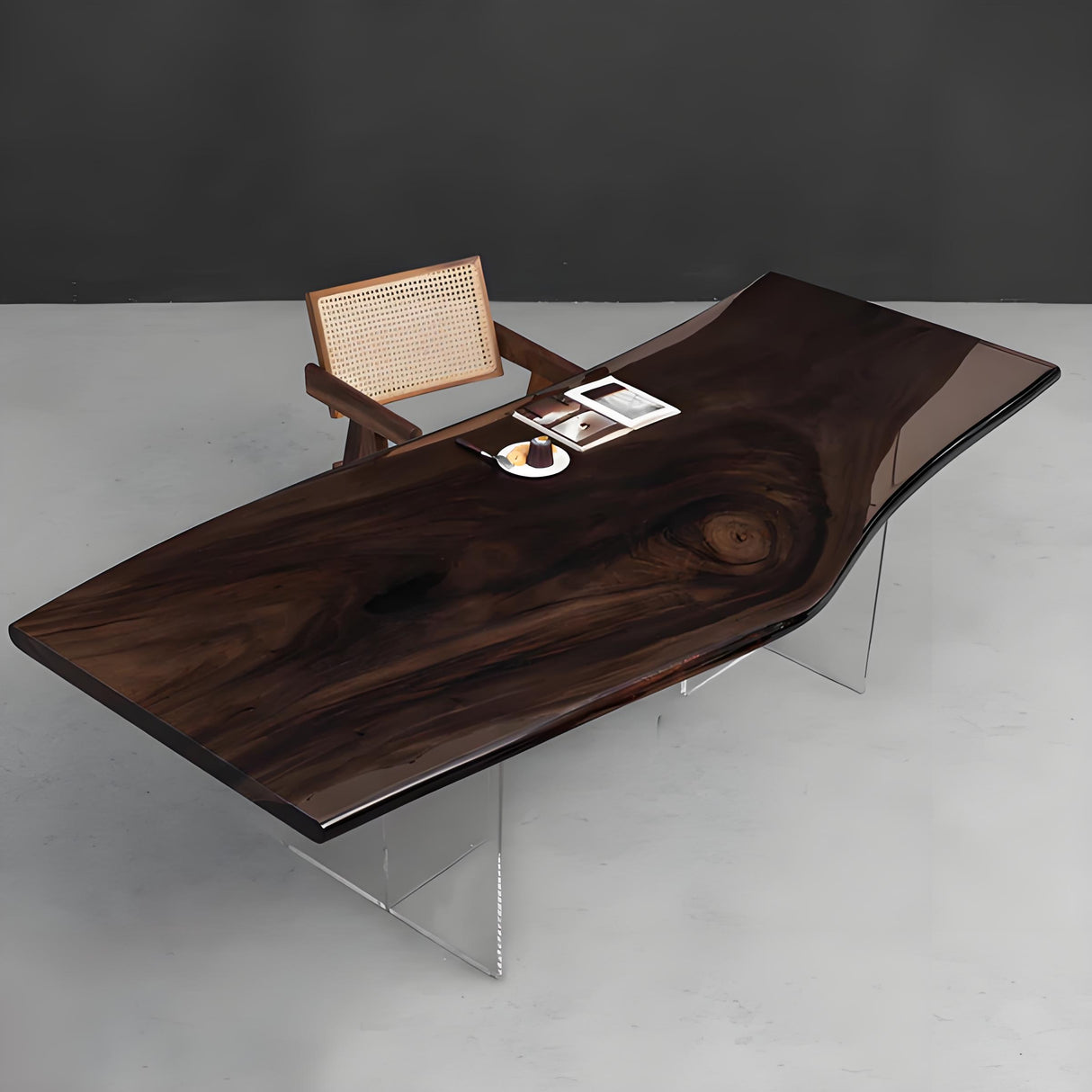 Elite Walnut Live Edge Clear Epoxy Table 38.58"Wx90.55"L, EIT-31