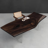 Elite Walnut Live Edge Clear Epoxy Table 38.58"Wx90.55"L, EIT-31